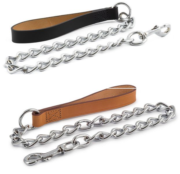 Ancol Heritage Chain Dog Leads with Leather Handle Large 80cm upto 75KG