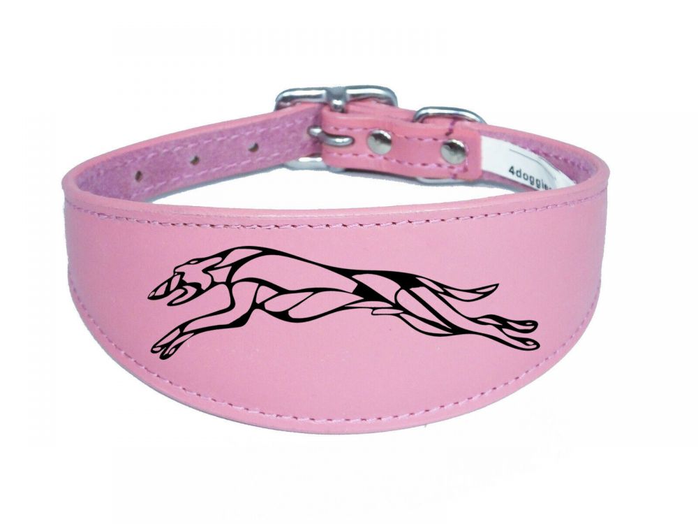 Sighthound Collar - Padded Leather with Dog Design