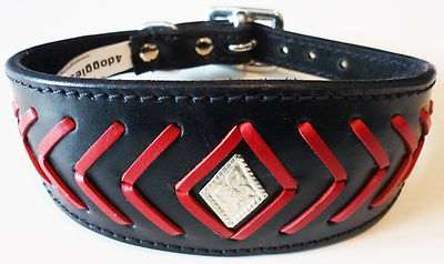 Black Oval Stitch Leather Whippet Dog Collar Greyhound Dog Collar Dog Collars